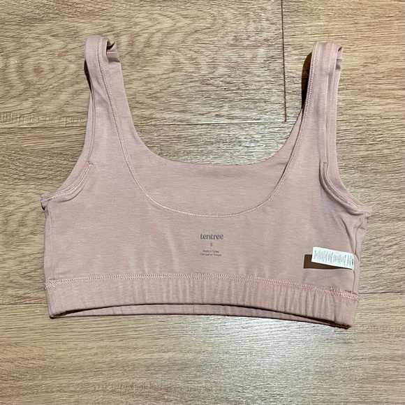 BNWOT Tentree Everyday Scoop Bralette - crop top bra - vintage mauve small - Picture 6 of 6